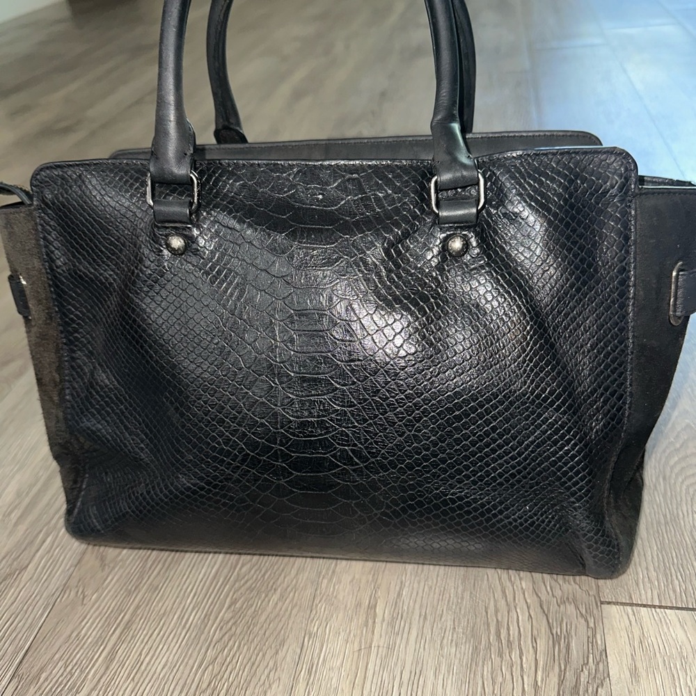 Coach Black Blake Carryall Satchel Python Embosse… - image 3